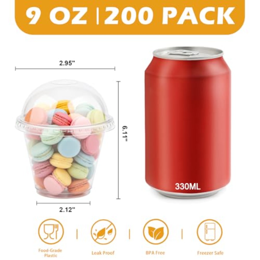 200 Pack 9 oz Clear Plastic Cu - Plastic Dome Clear ulasan dan harga