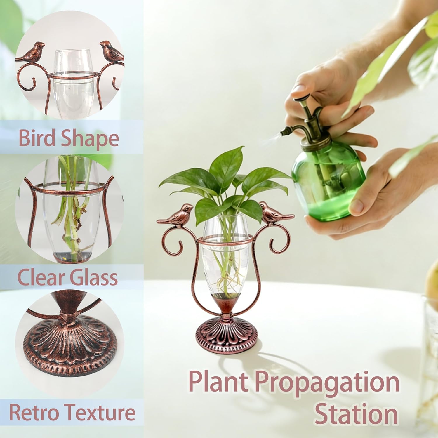 2 Vintage Copper Bird Plant Pr - Propagation Station Vase ulasan dan harga